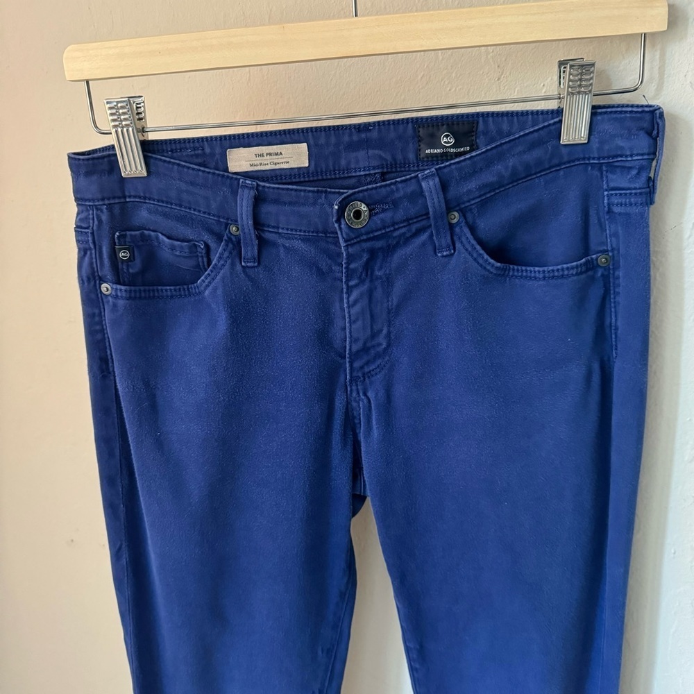 AG Adriano Goldschmidt Prima Cigarette Mid-Rise Stretch Sateen Jeans Royal Blue - Picture 7 of 15